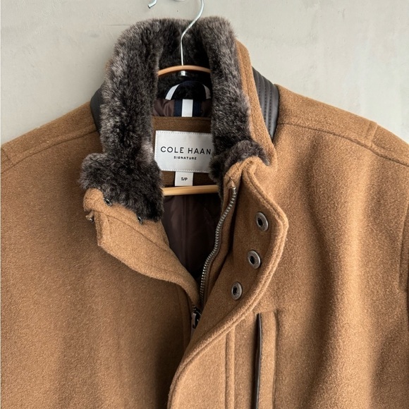 COLE HAAN Wool-Blend Plush Zip Front Car Coat - Picture 5 of 10